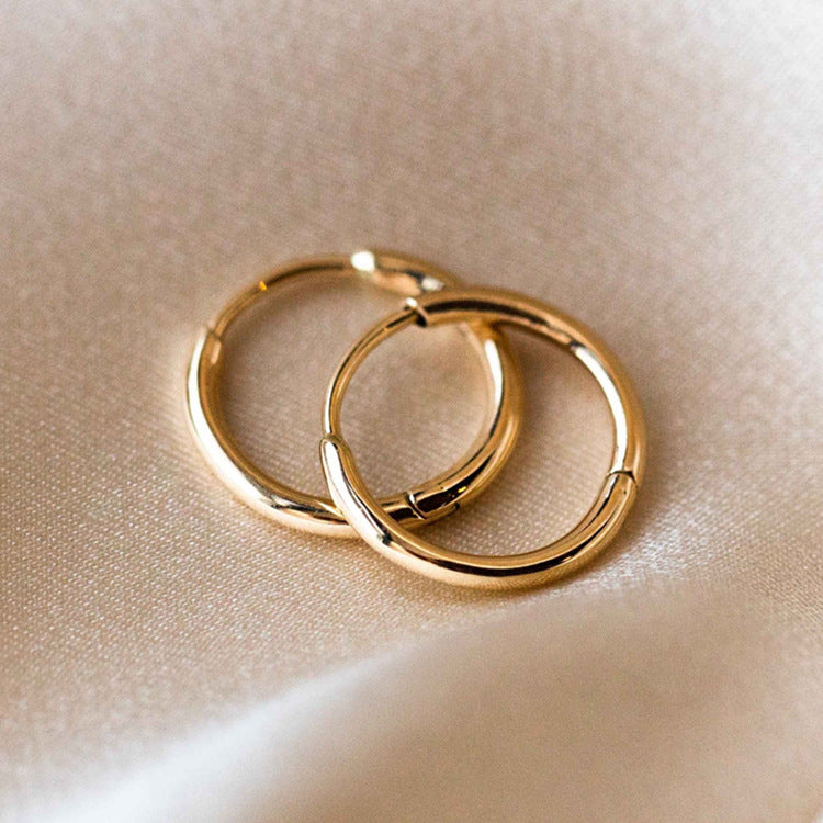 Simple Gold-Plated Hoop Stainless Steel Earrings For Women