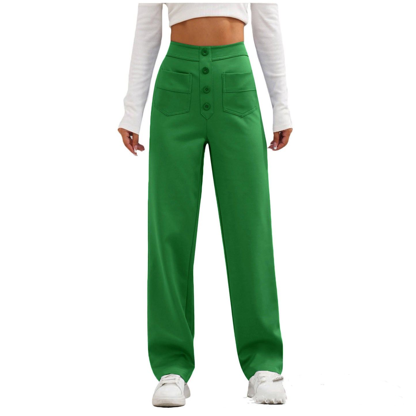 High-Waist Trousers With Pockets