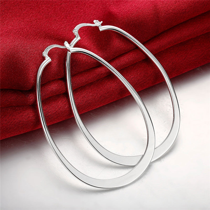 Silver-Plated Hoop Earrings - Female Big Ear Hoop - 925