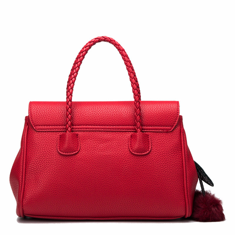 Lychee Pattern Leather Handbag