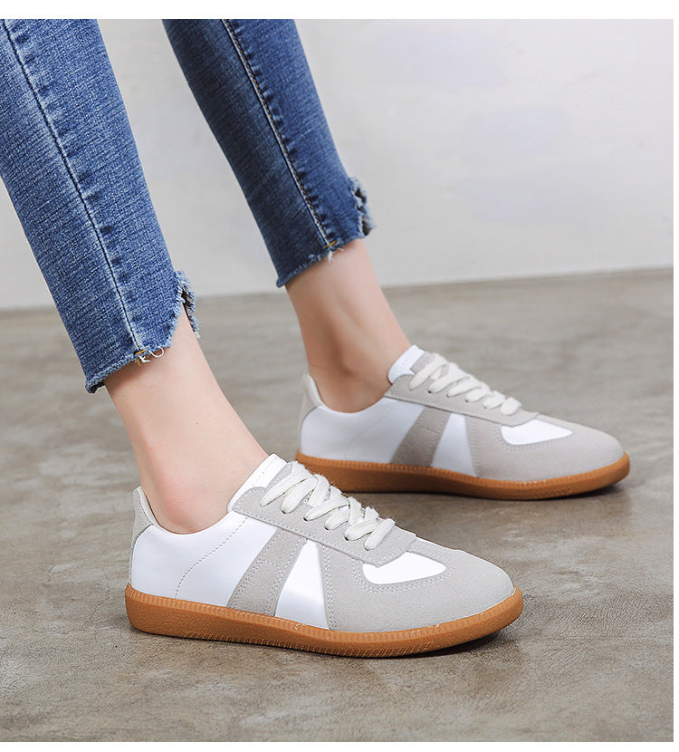 Shallow Flat-Bottom Lace-Up Shoes