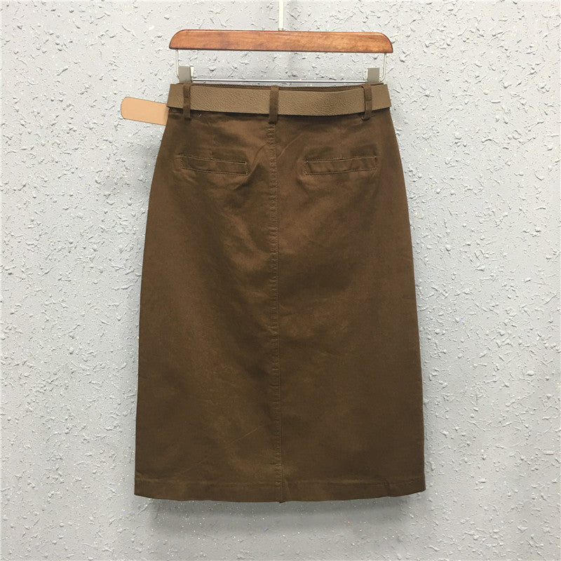 Split high waist bag hip skirt