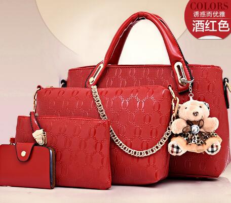 Four-in-One - Embossed Four-Piece Ladies' Shoulder Diagonal Handbag