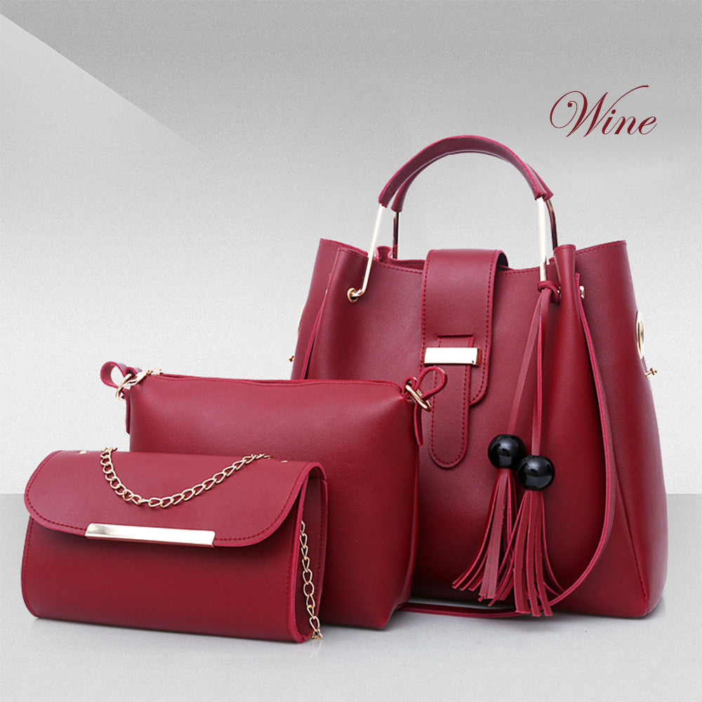 3-Piece PU Leather Shoulder Bag Set