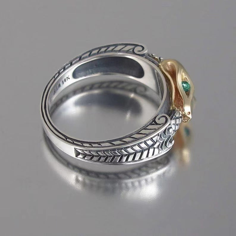 Punk Hand Jewellery Copper And Silver Plated Two-tone Snake Ring