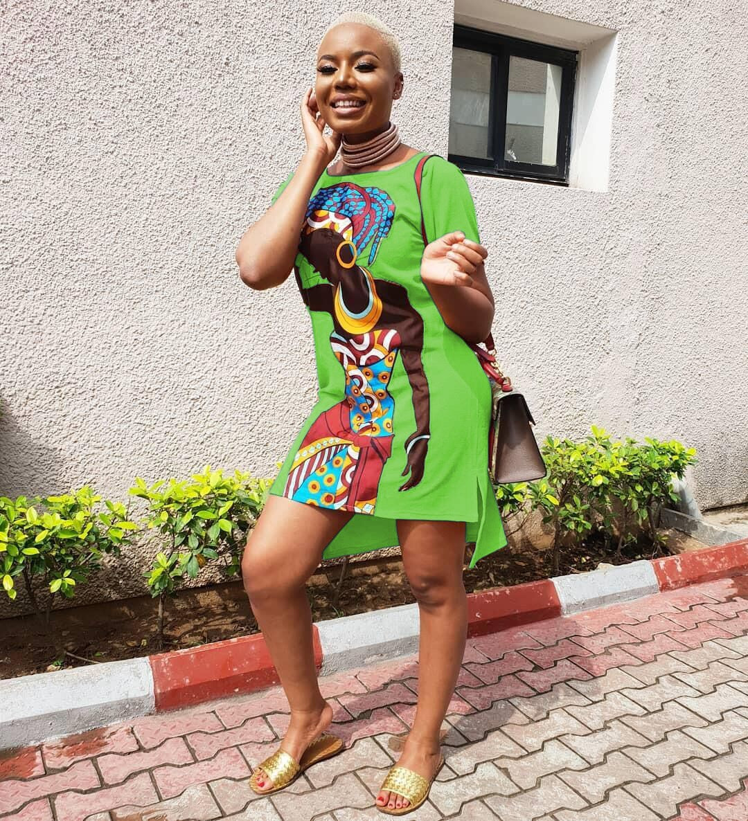 Print Slim V-Neck Dress