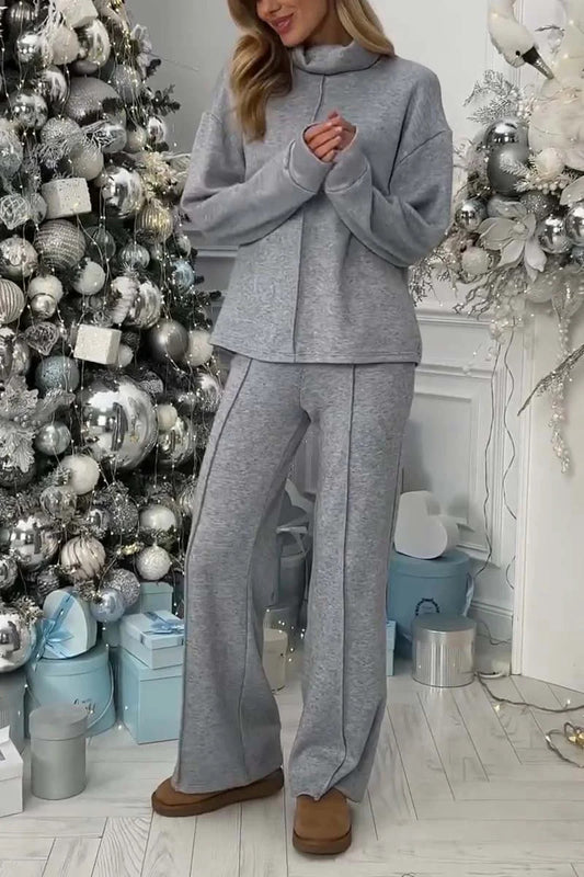 Turtleneck Long-Sleeve Knitted Outfit