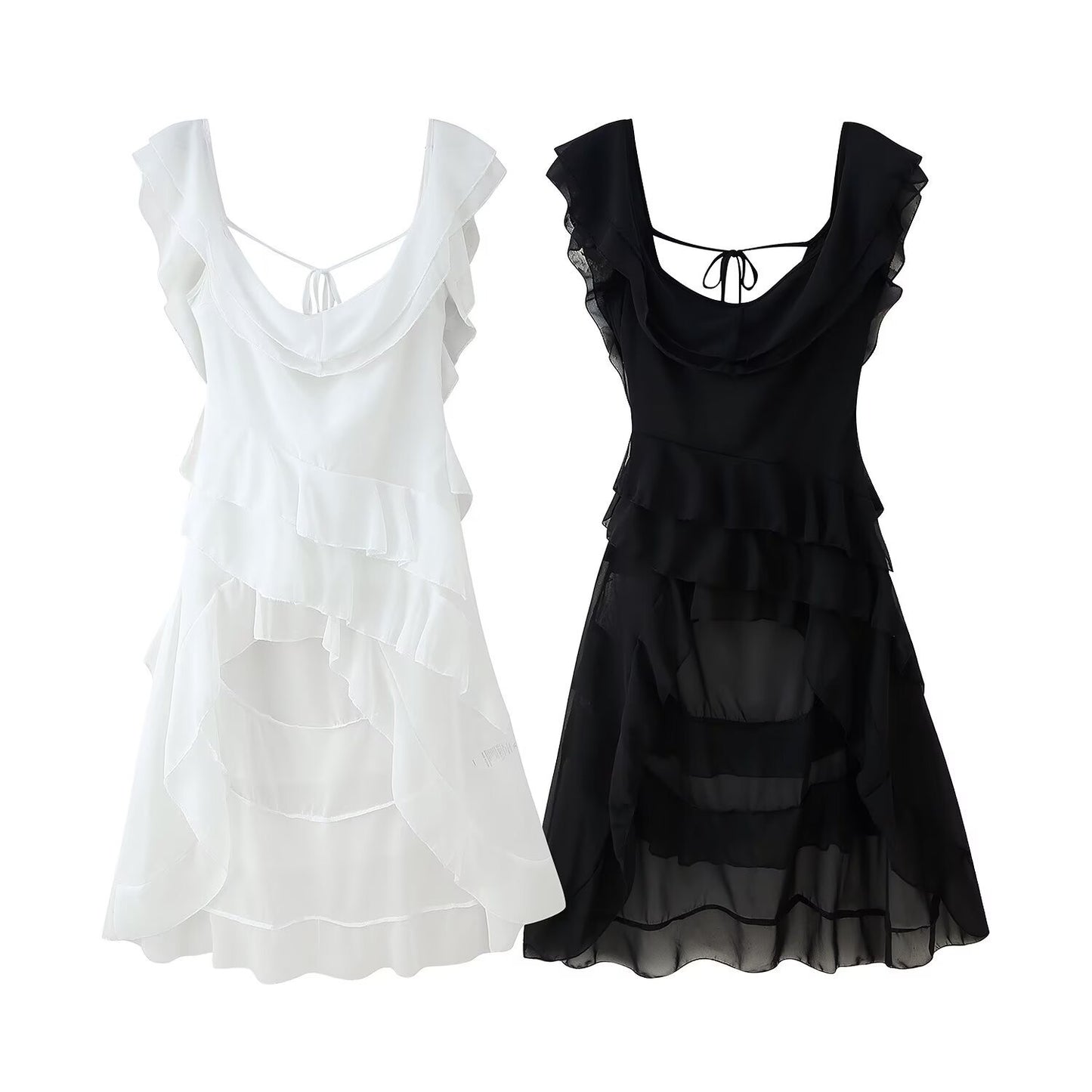 Off-Shoulder Ruffles Irregular Dress