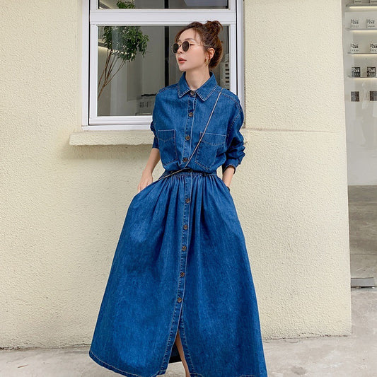 High-Waist Slimming Denim Dress