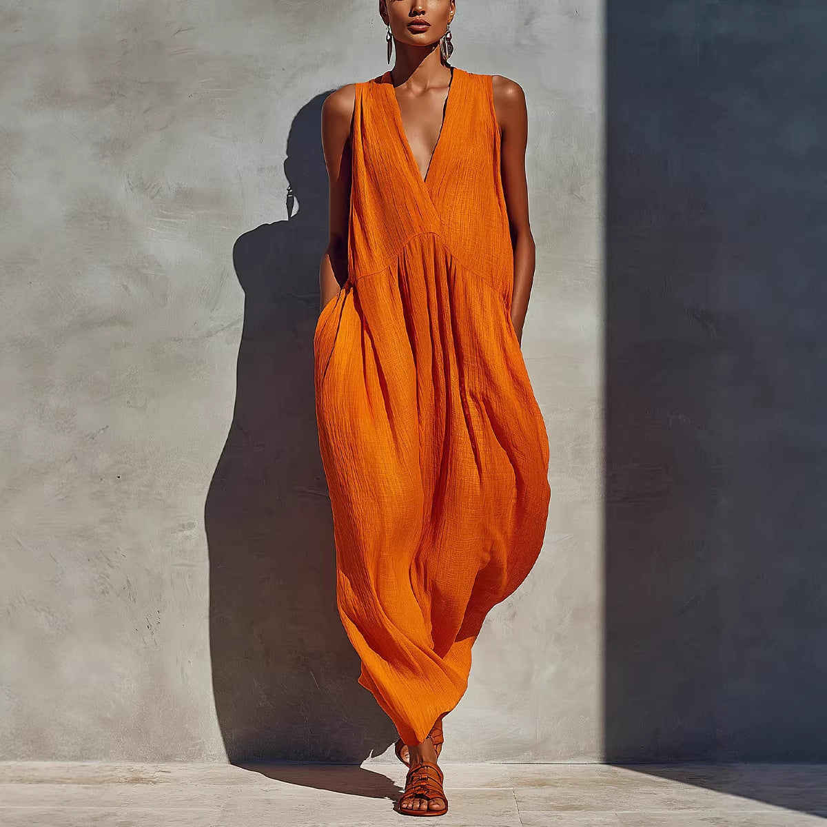V-Neck Resort-Style Dress