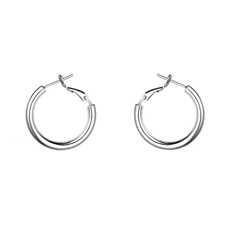Sterling Silver Plain Hoop Earrings - 925