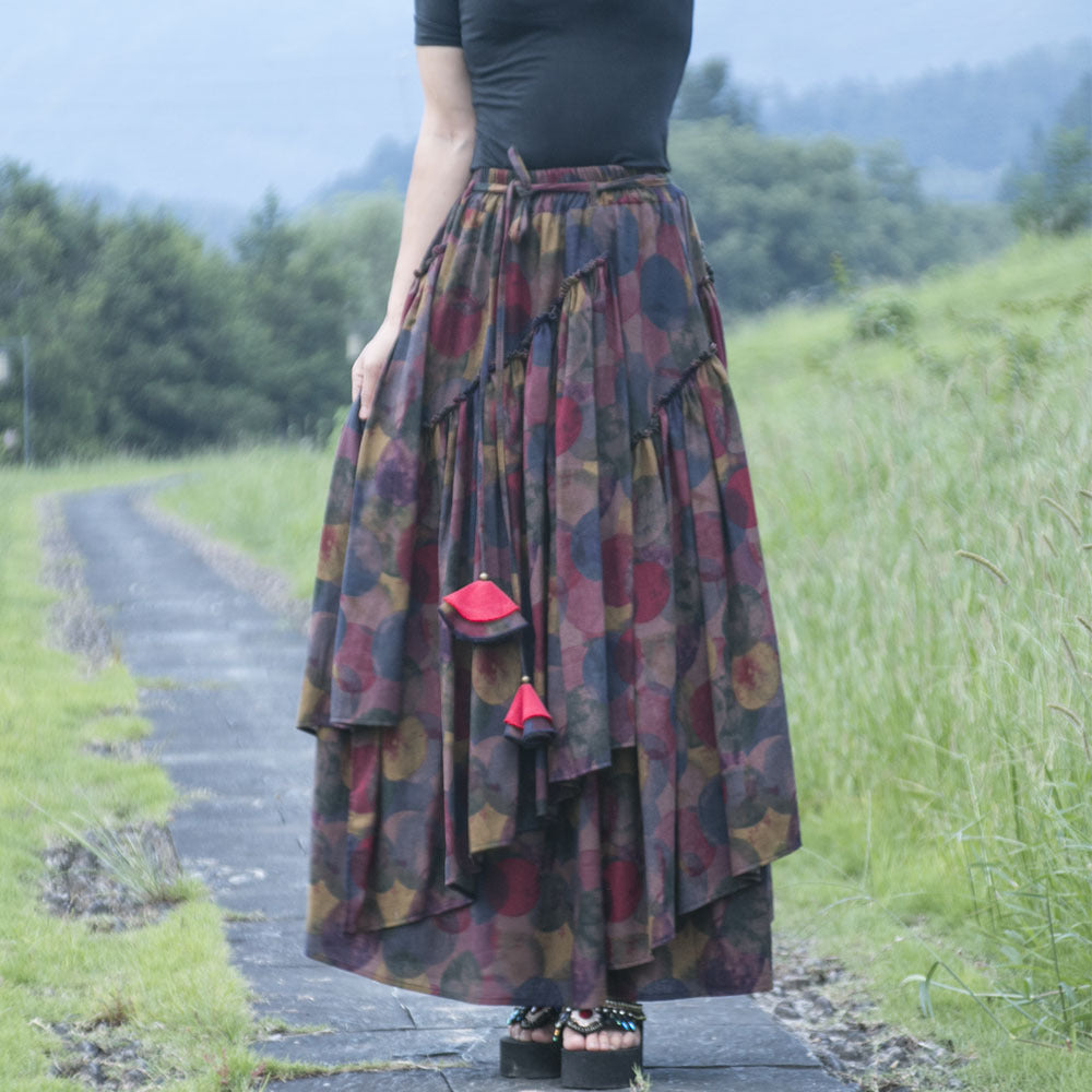 Ethnic-Style Cotton And Linen Printed Skirt