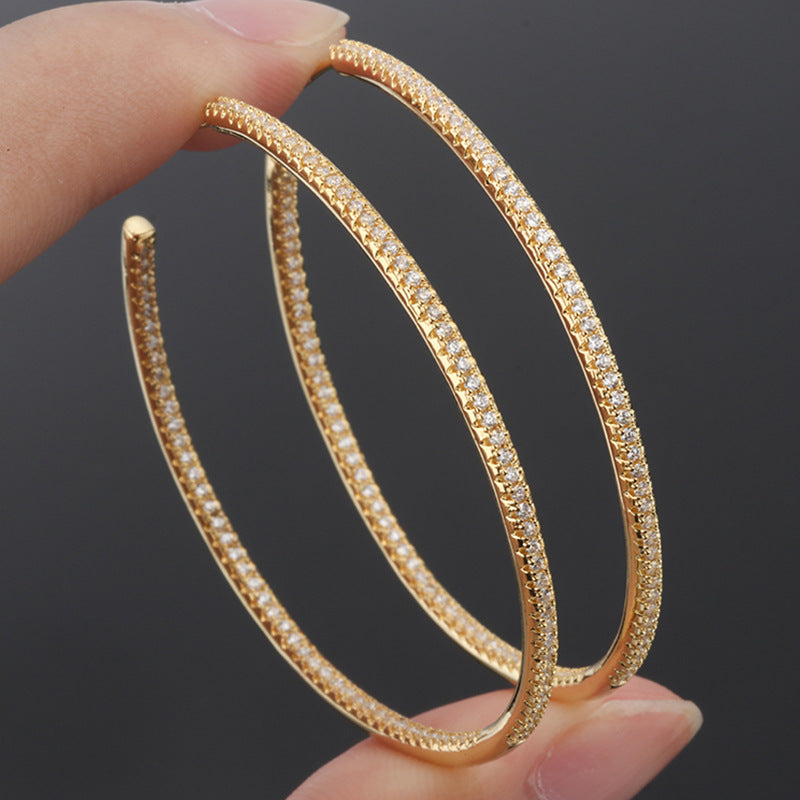 Sparkling Zircon Hoop Earrings