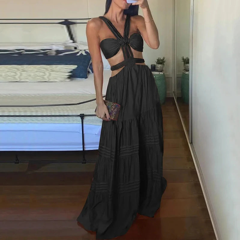 Tube-Top Solid-Colour Long Dress
