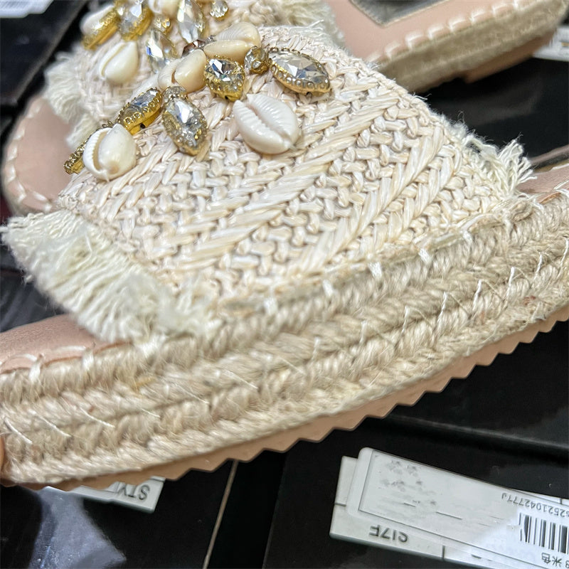 Beach Shell Sandals - Ethnic Tassels