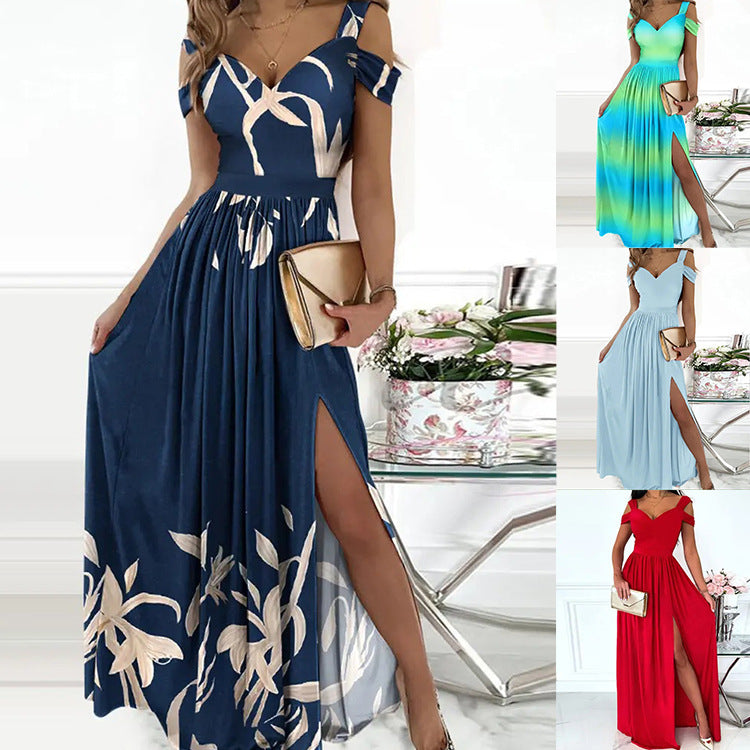 Boho Split Spaghetti Strap Flowy Dress