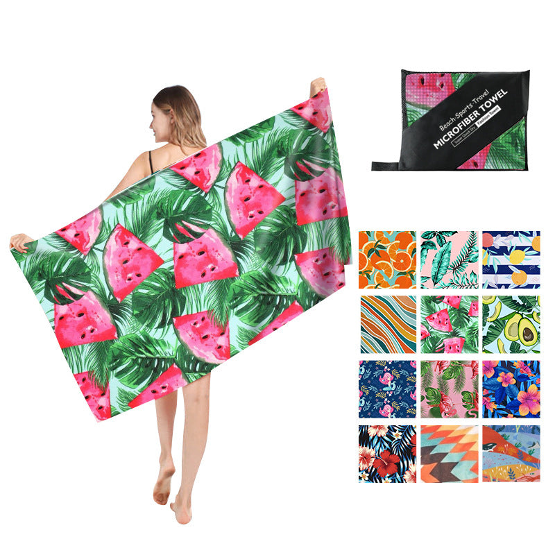 Printed Beach Towel - Microfibre Double-Sided Fleece Beach Towel