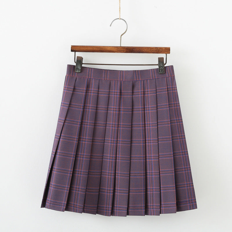 High-Waist Plaid Soft Pleated Skirt