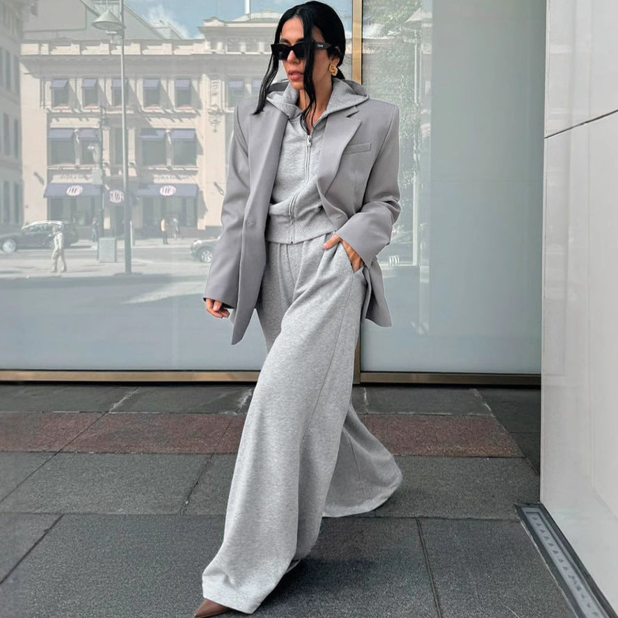 Hooded Wide-Leg Long Pants Outfit