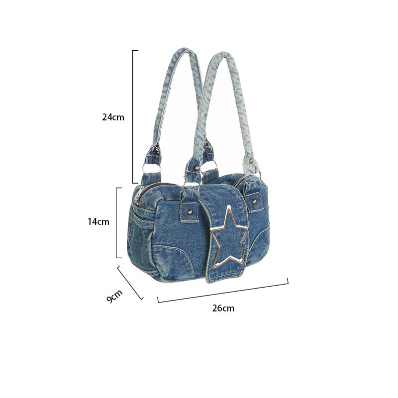 Stylish Good Texture Retro Denim Handbag For Women - American Style