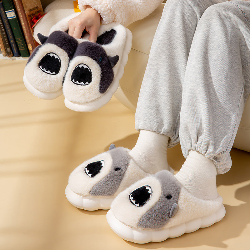 Women's Shark Slippers - Cute Cartoon Warm Winter Plush Fuzzy Shoes