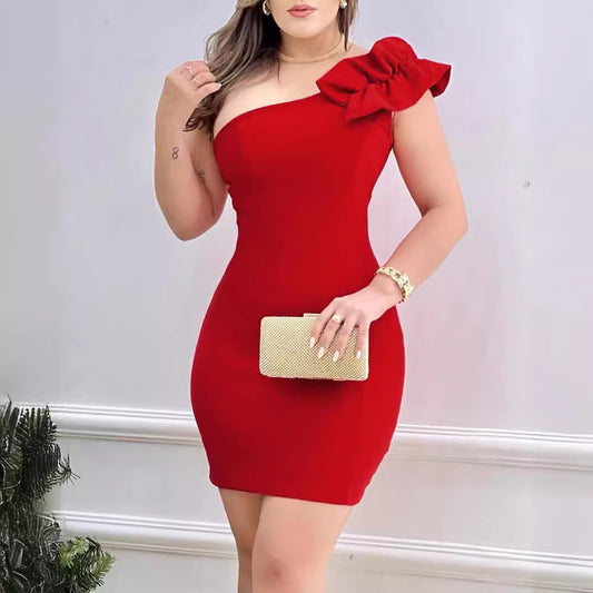 Red One-Shoulder Mini Dress