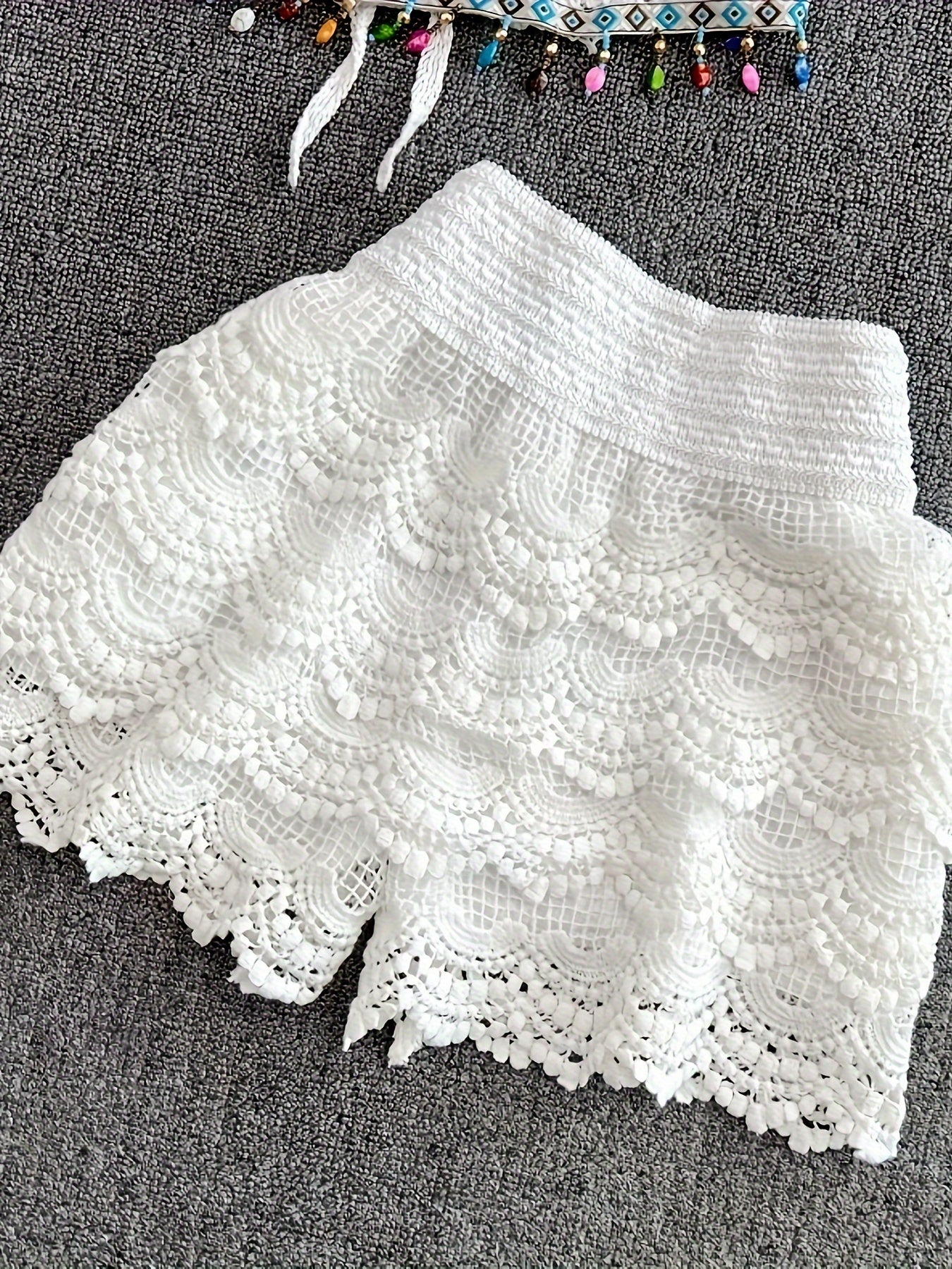 Lace Layered Crochet Embroidered Shorts