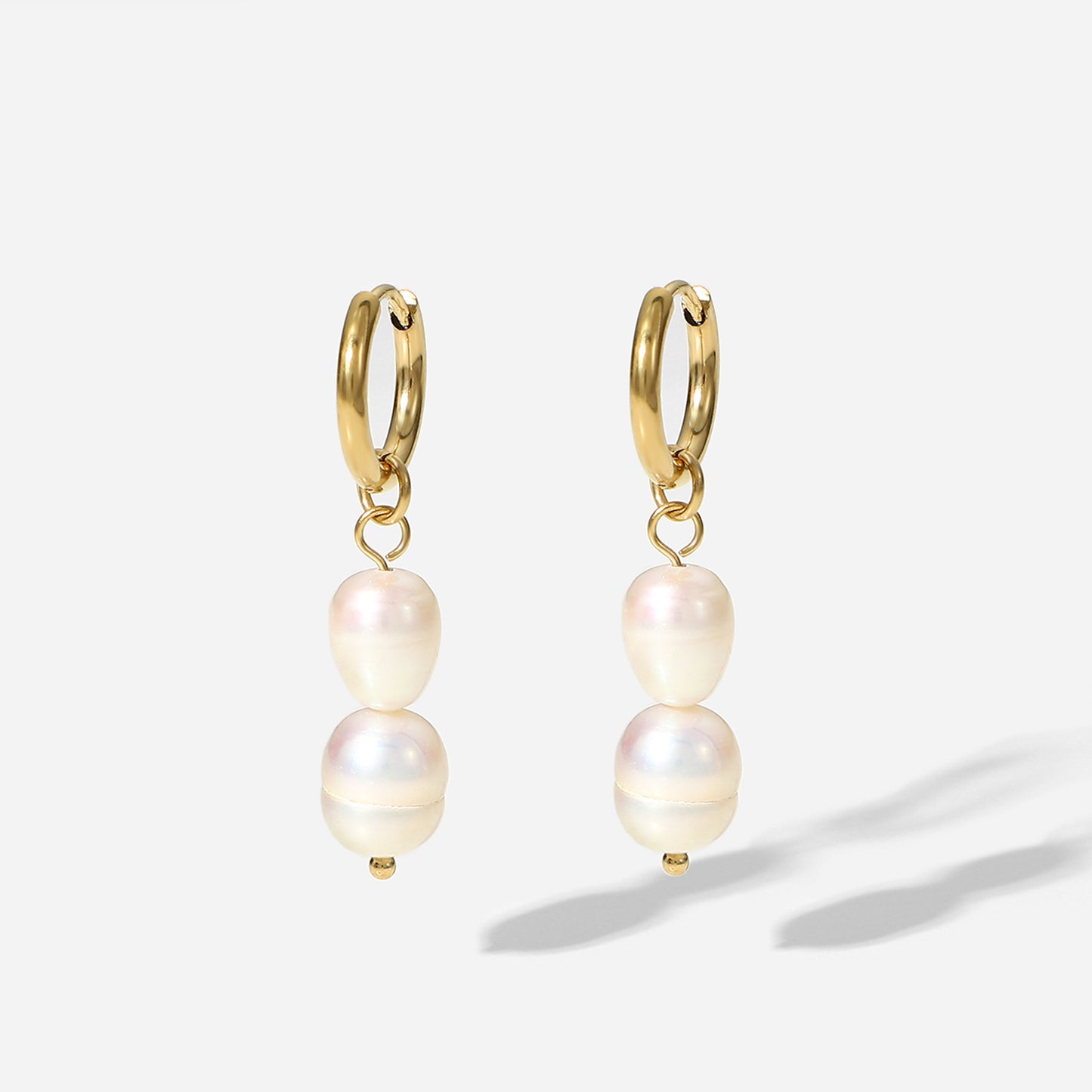 Gold-Plated Hoop Pearl Earrings