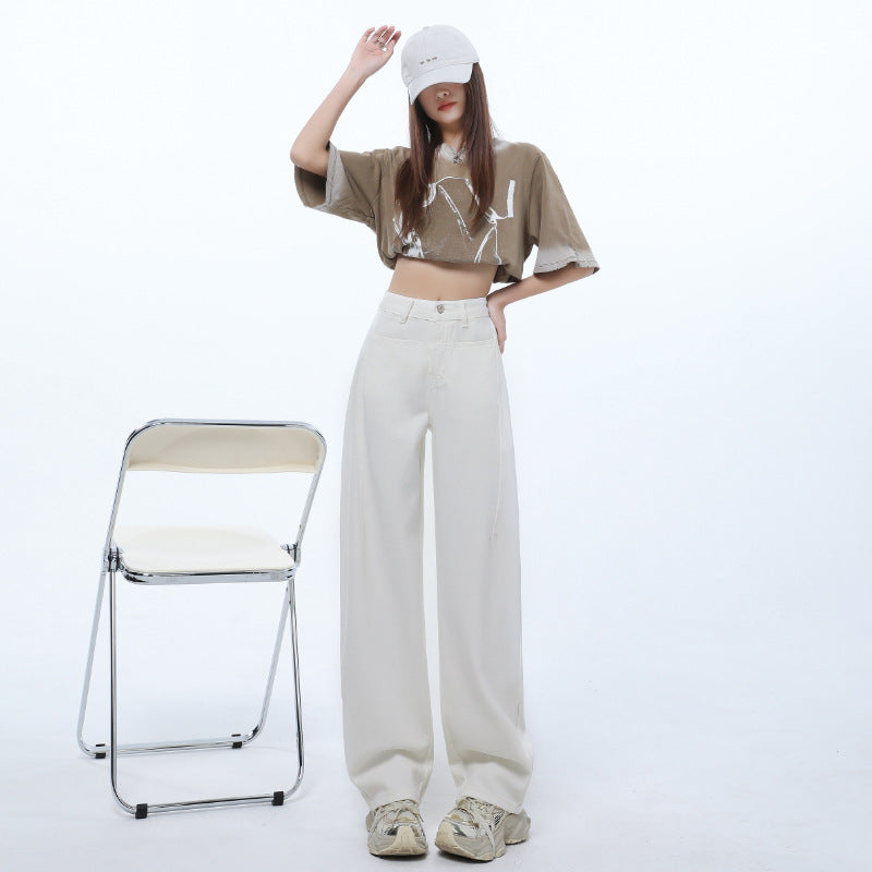 Retro Blue High-Waist Denim Trousers