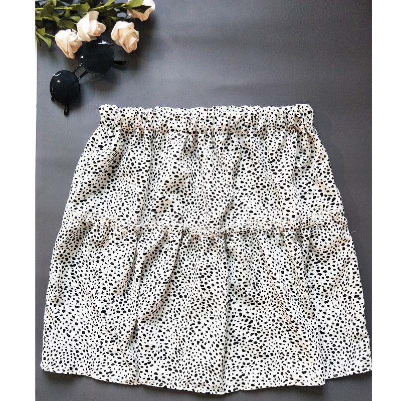 Floral Leopard Print A-Line Mini Skirt