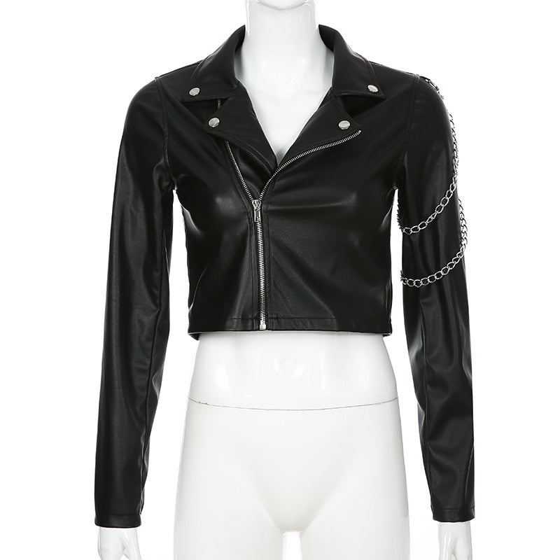 Arm Chain Leather Jacket