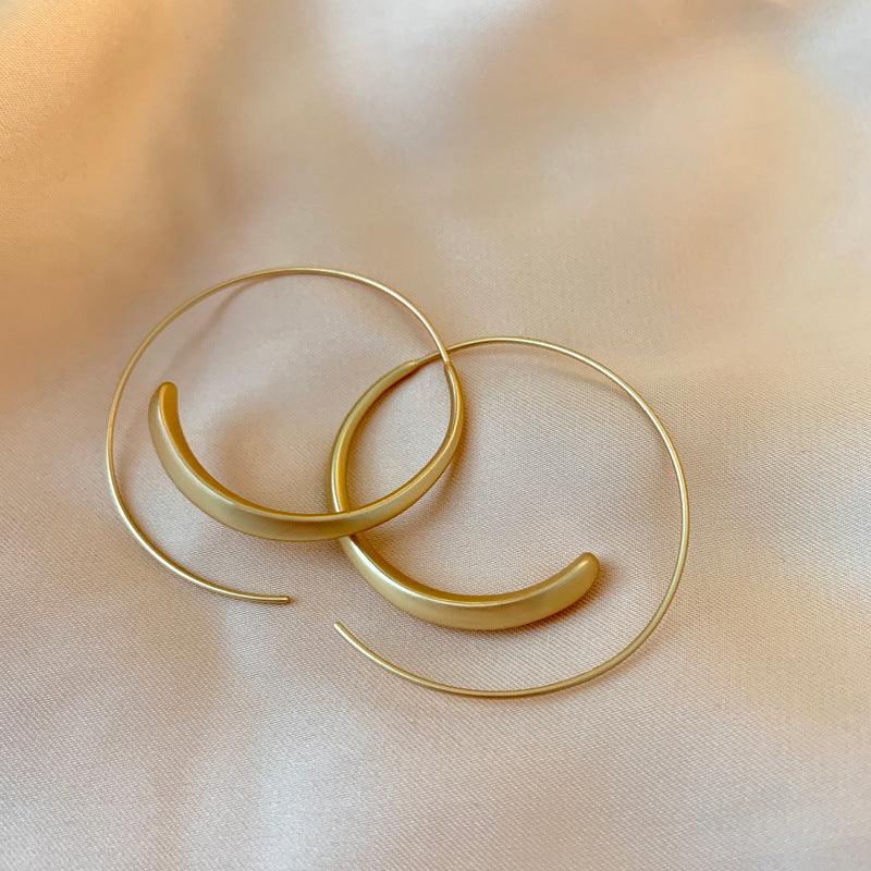 Korean Gold Matte Large Hoop Earrings