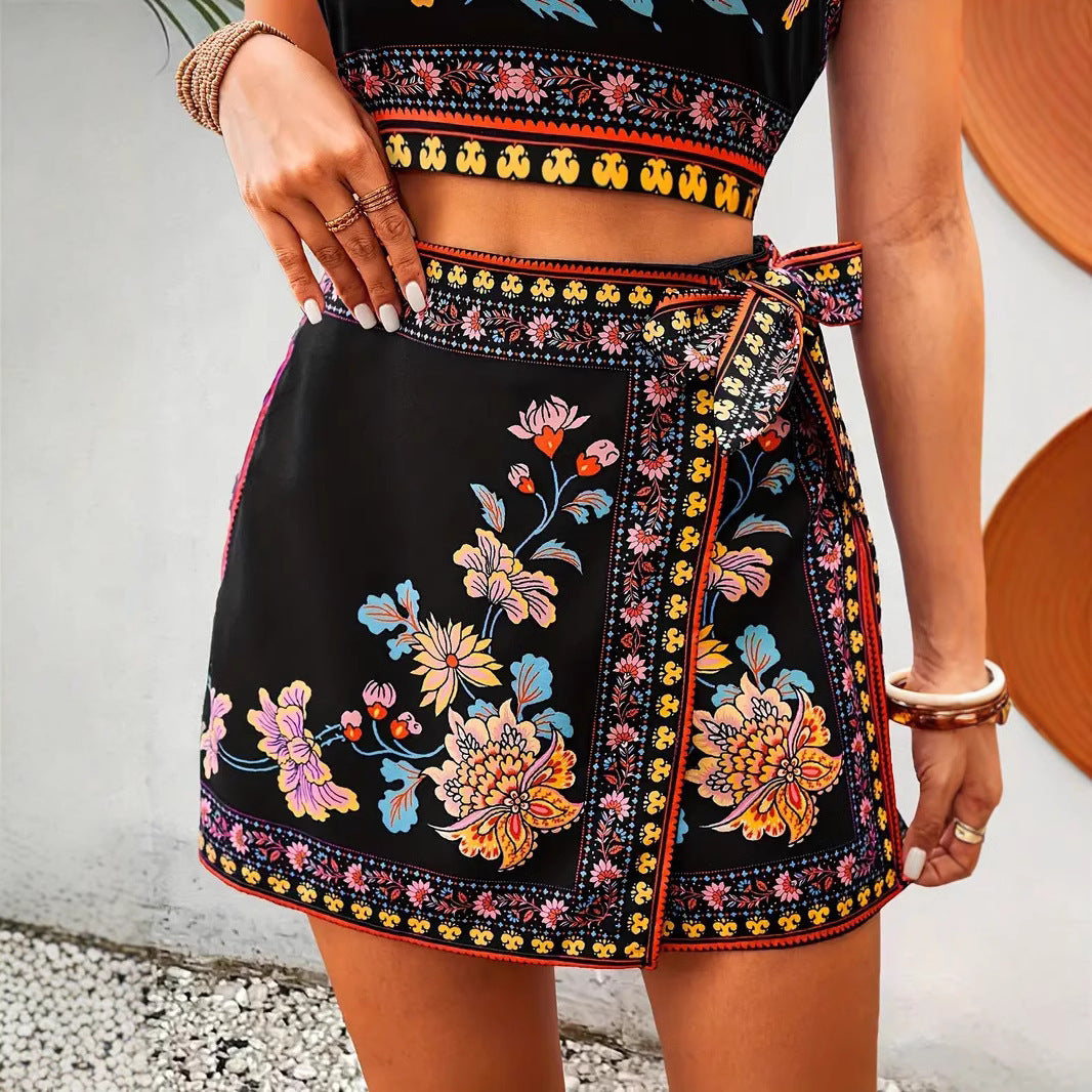 Moderate Fake Ethnic-Style Vest Shorts Set
