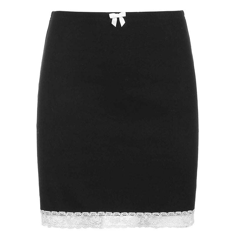 Hip-Wrap Lace Elastic Mini Skirt