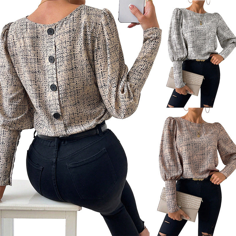 Back-Buttons Elegant Retro Shirt For Women