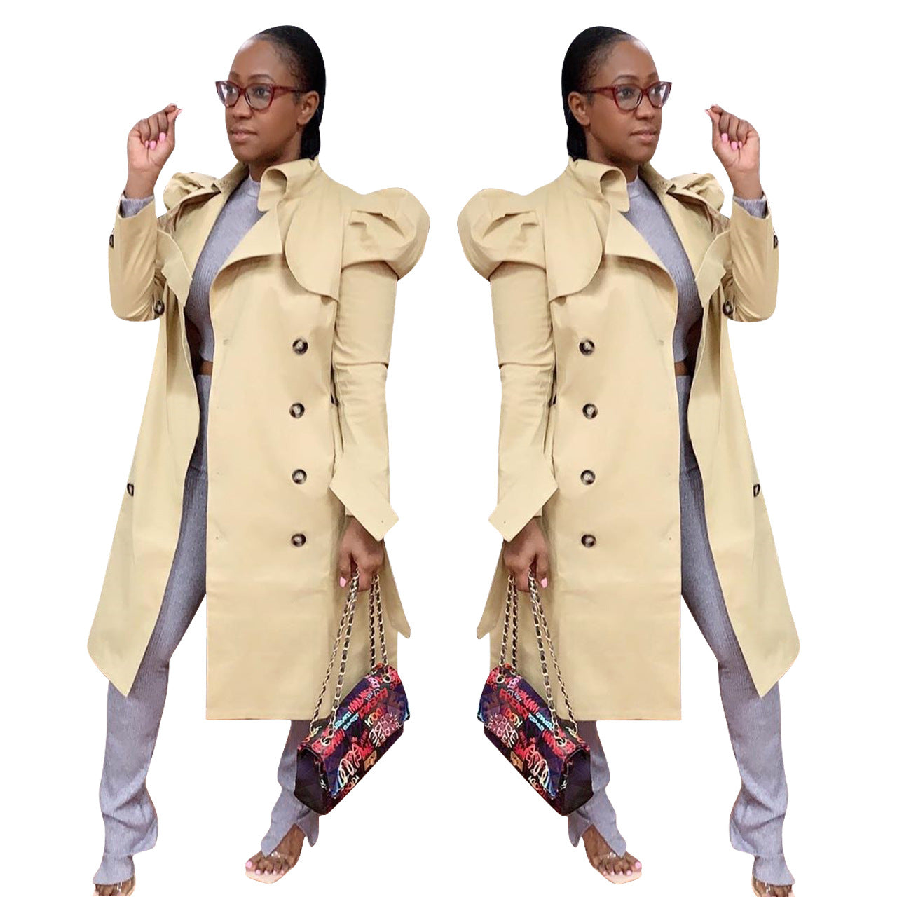 Pure-Colour All-Match Long Trench Coat For Women