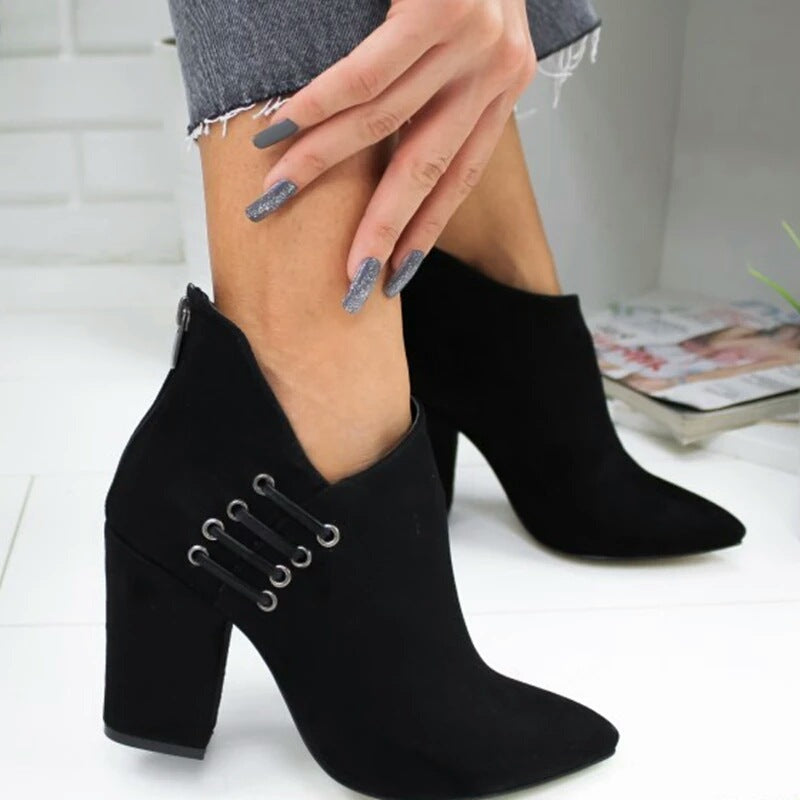 Fashion Pointed-Toe Zipper Martin Ankle Boots For Women