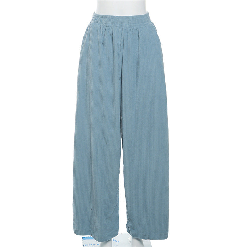 High-Waist Loose Straight Casual Trousers