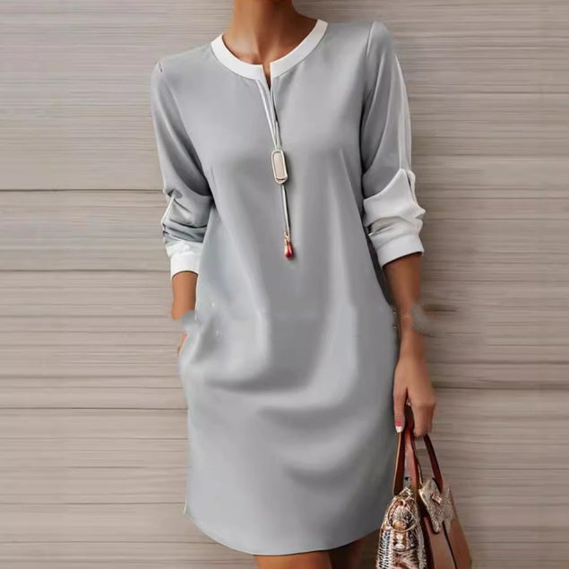 Loose Round-Neck Casual Mini Dress