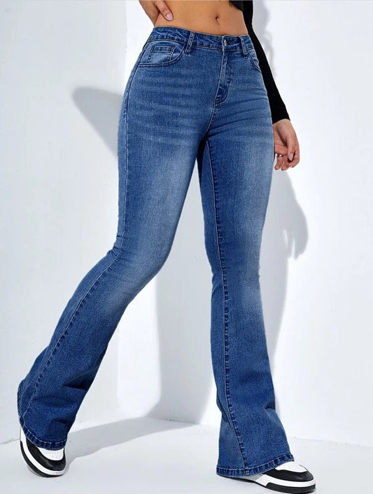Women's Flared Slim-Fit Denim Trousers