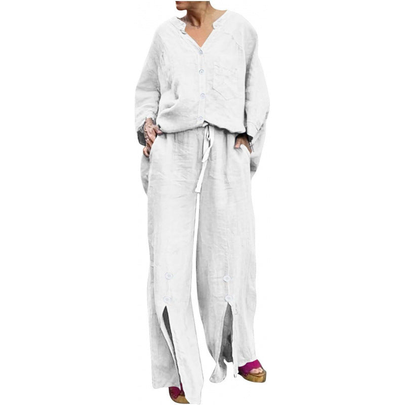 Women's Long-sleeve Cardigan Top And Pants Set