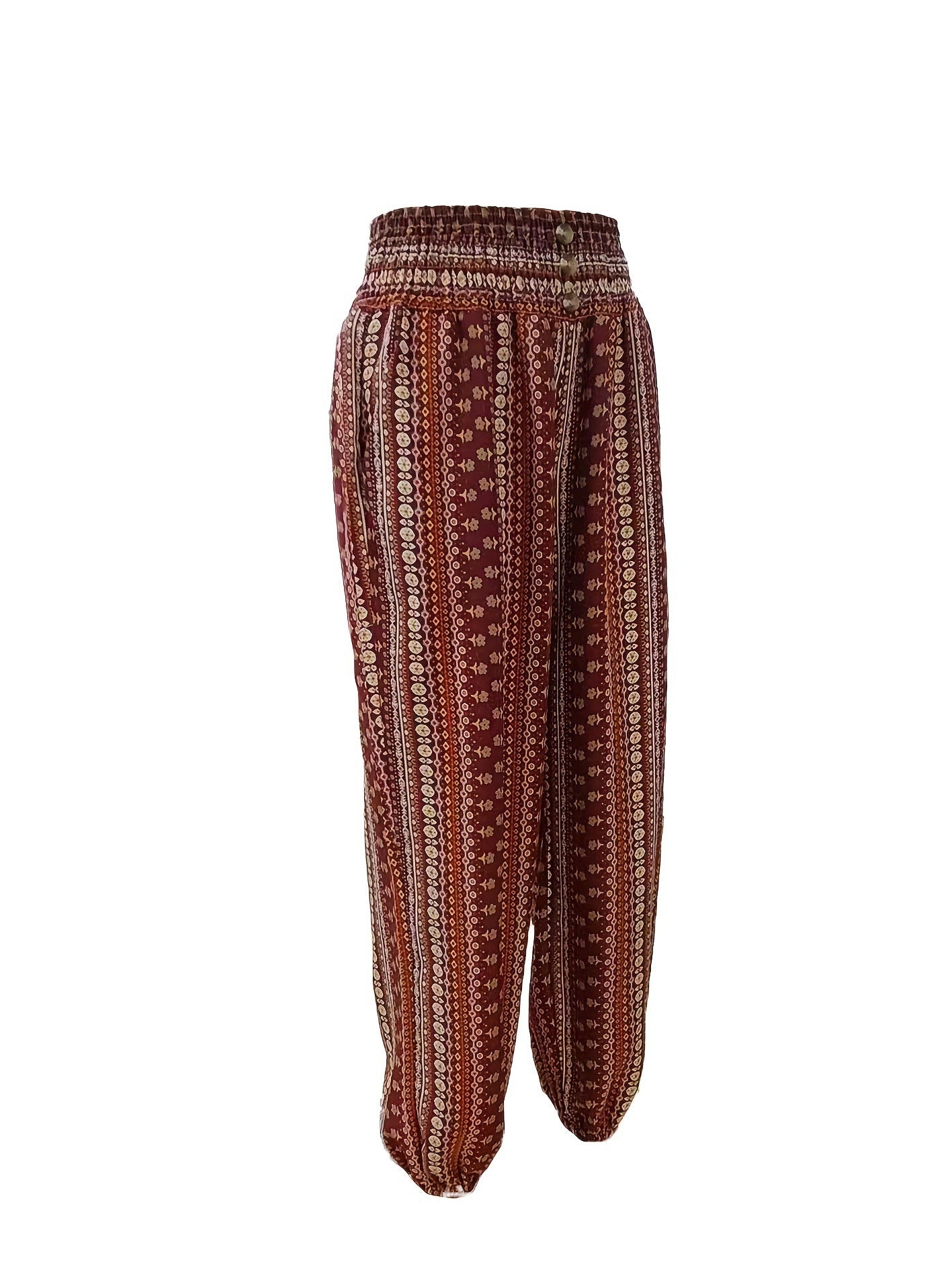 Women's Loose Slimming High-Waist Print Trousers