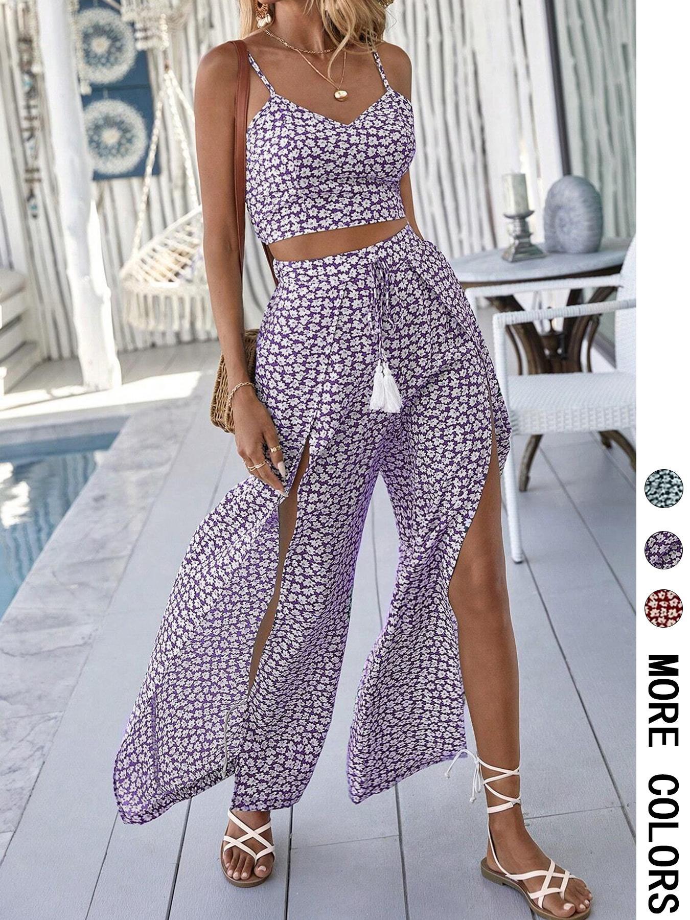 Women's Holiday Printed Strap Two-Piece Set