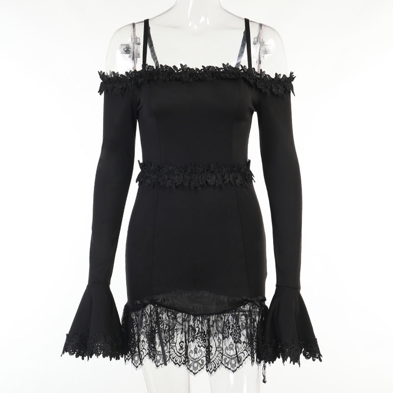European & American Style Lace Mini Dress