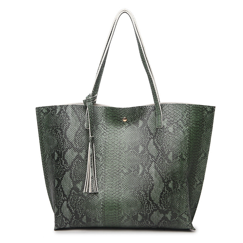 Ladies' Fashion Snake Handbags - Shoulder Laptop Tote Bag