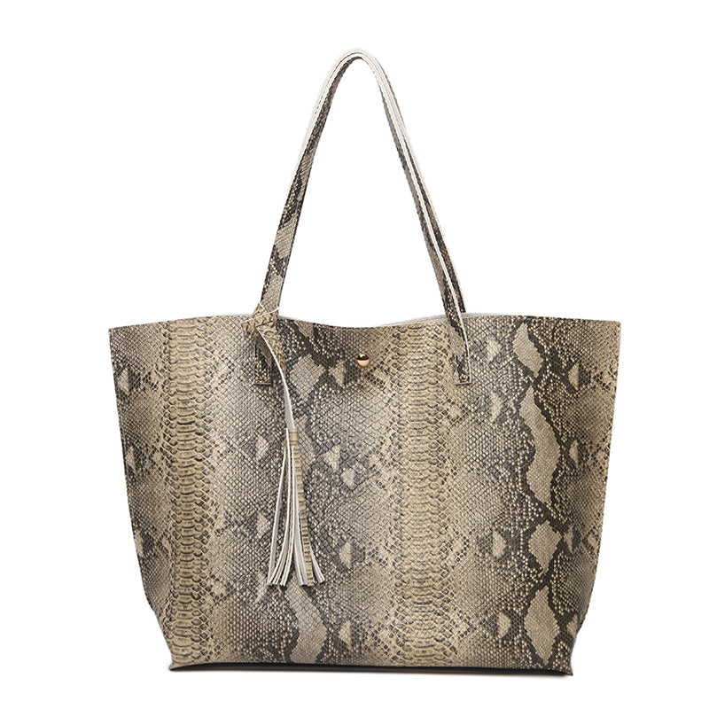 Ladies' Fashion Snake Handbags - Shoulder Laptop Tote Bag