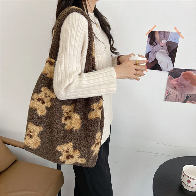 Pretty Bear Print Shopping Handbags For Women