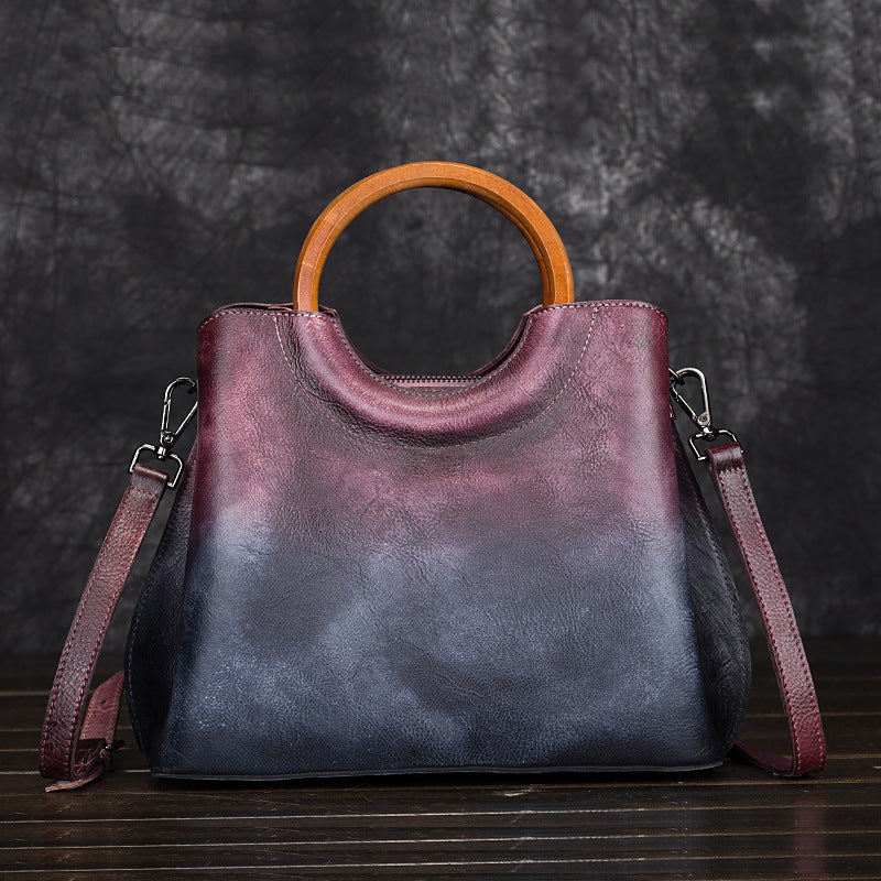 Hand-Painted Suede Retro Leather Handbag