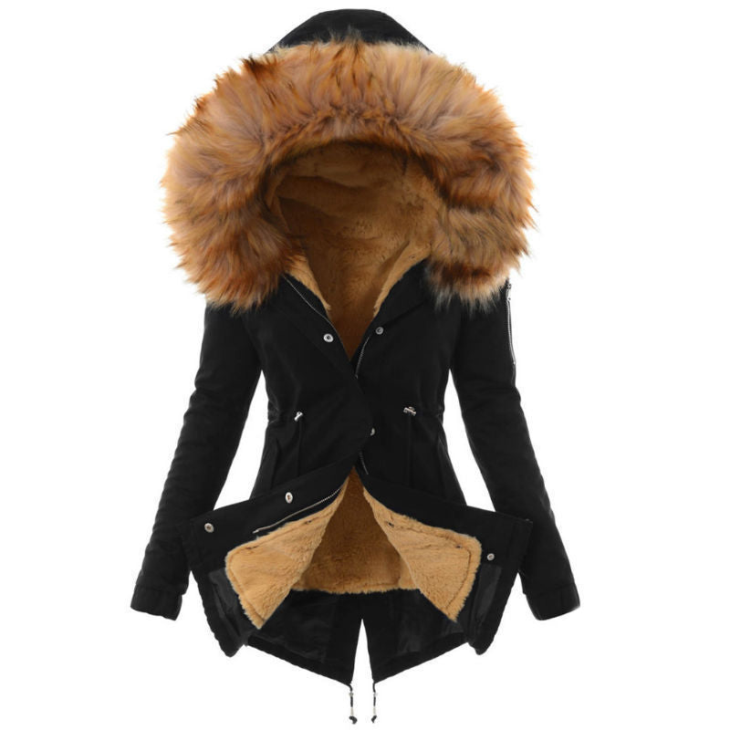 Fur-Collar Cotton Jacket For Women