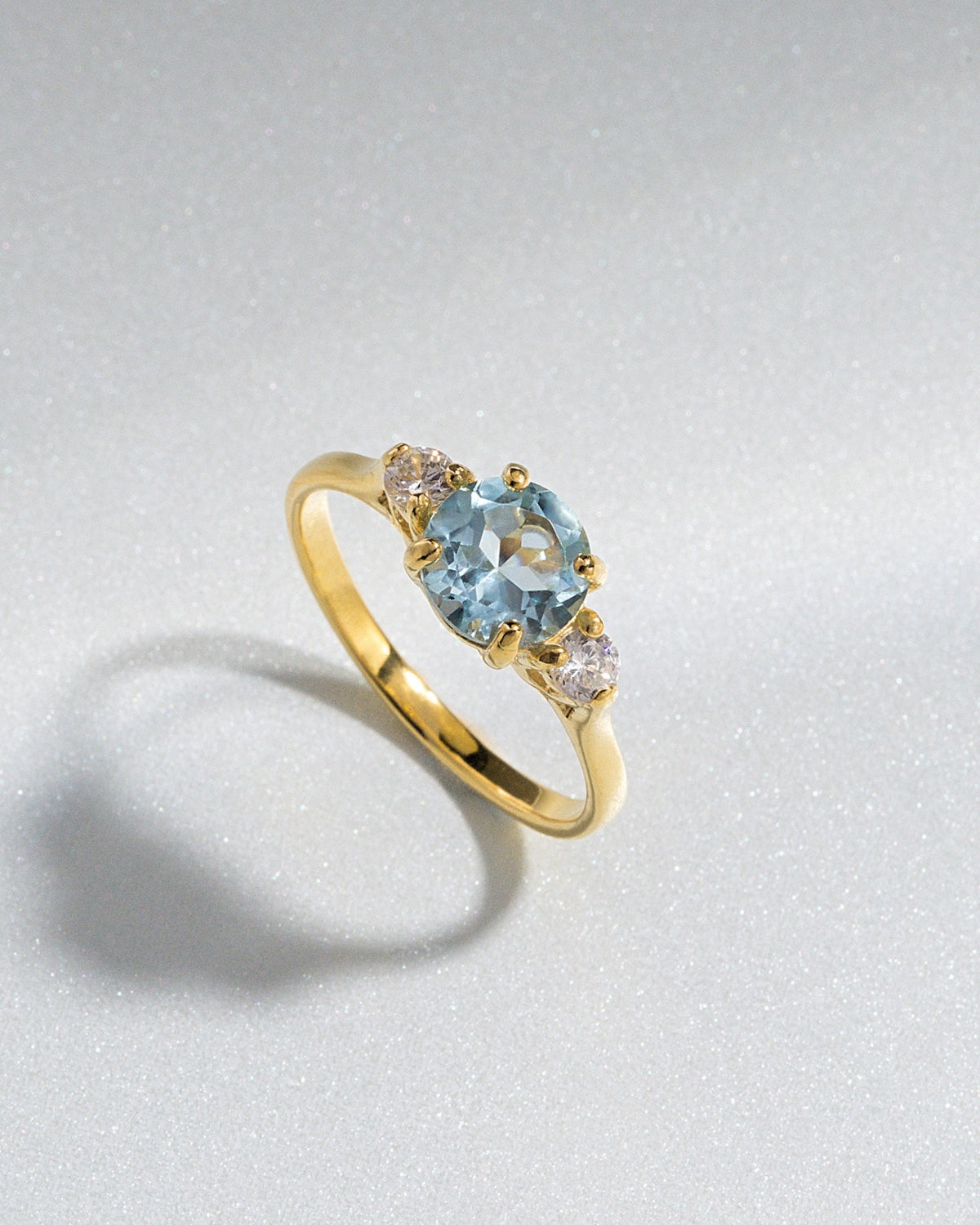Blue Topaz Three Stone Ring in 18k Gold Vermeil